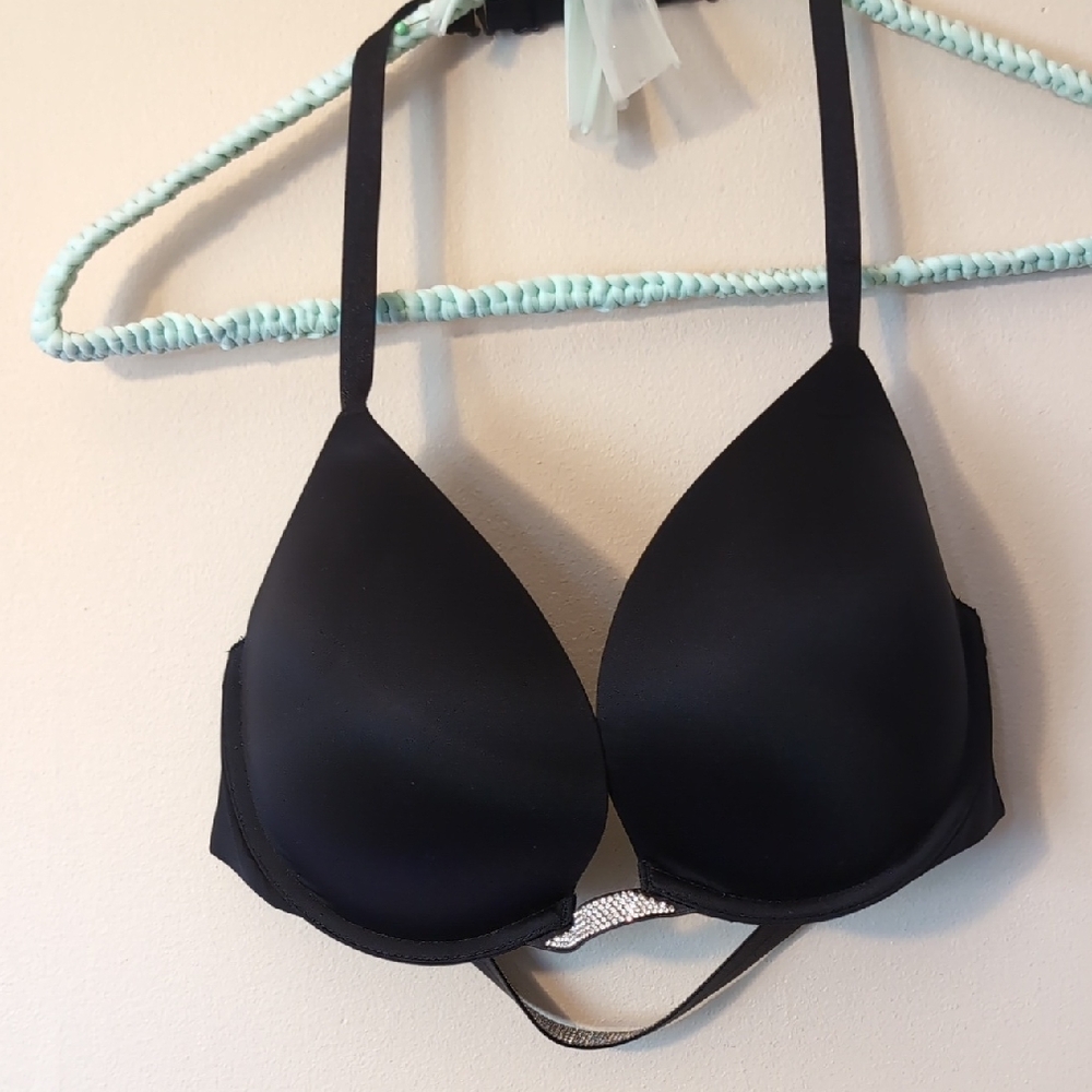 Victoria's Secret Convertible Black Bra with Silver Sparkle Accent